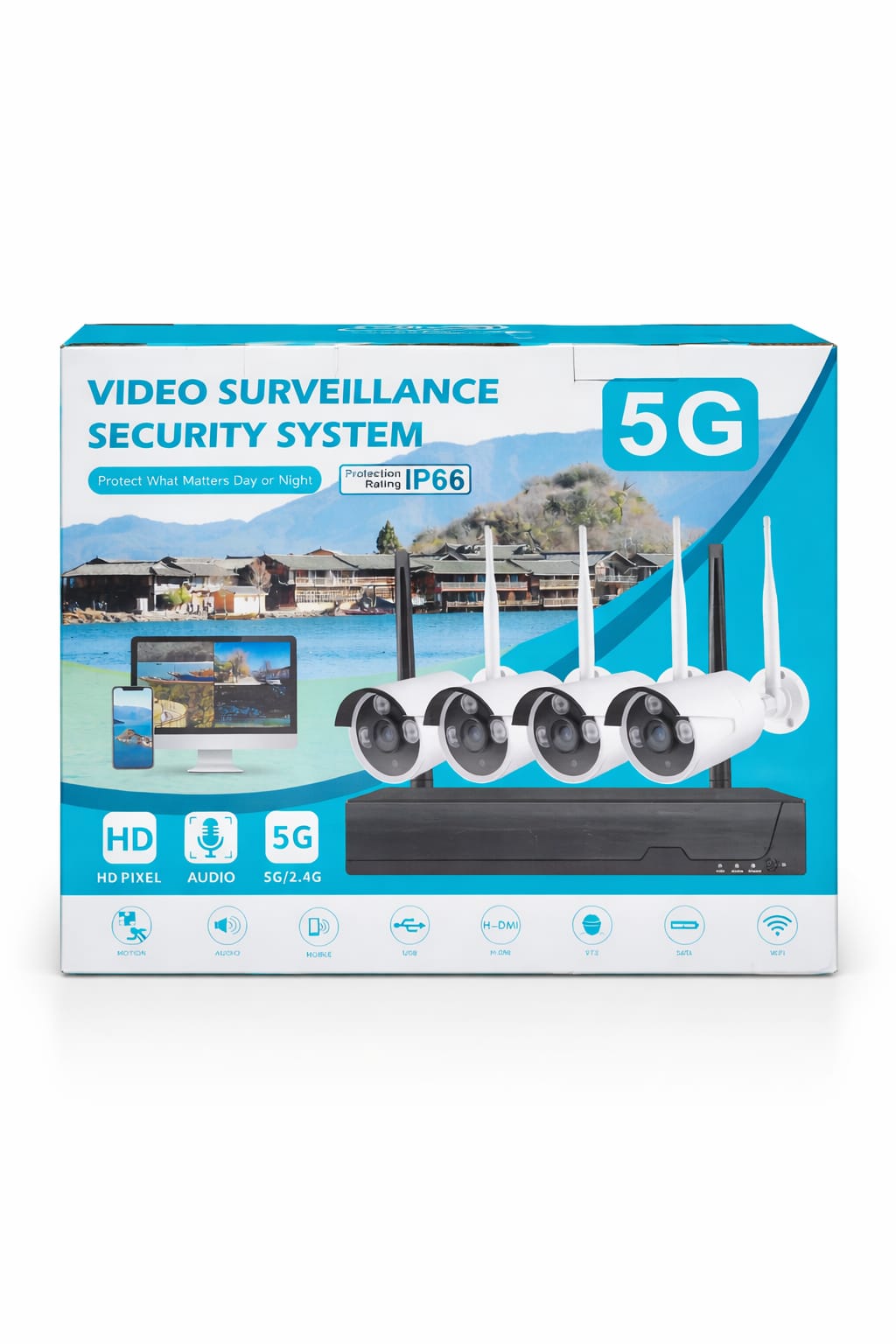 5G Videoüberwachungssystem mit 4 Kameras und Recorder